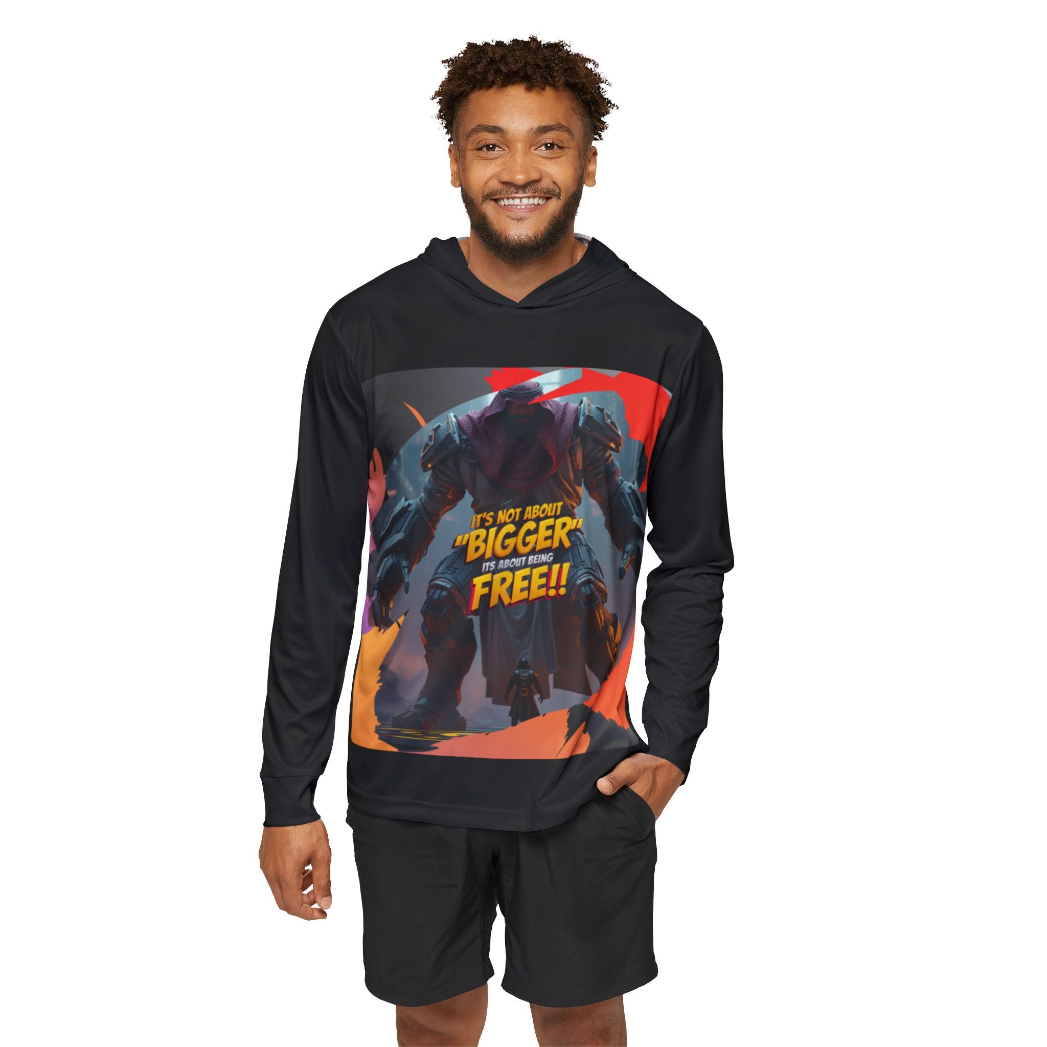 Graphic Gym Hoodie — "It’s Not About 'Bigger, It’s About Being Free!!'"