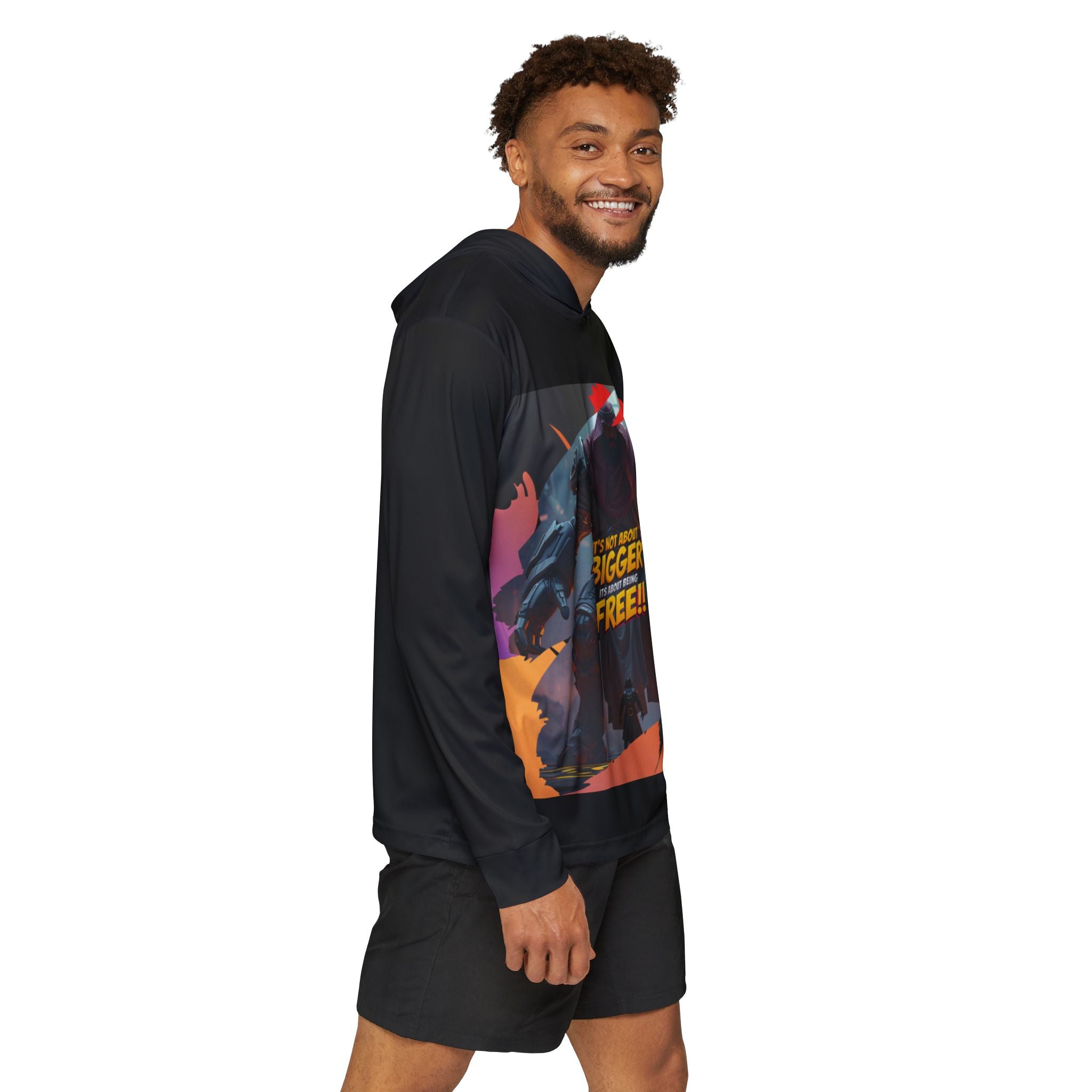 Graphic Gym Hoodie — "It’s Not About 'Bigger, It’s About Being Free!!'"
