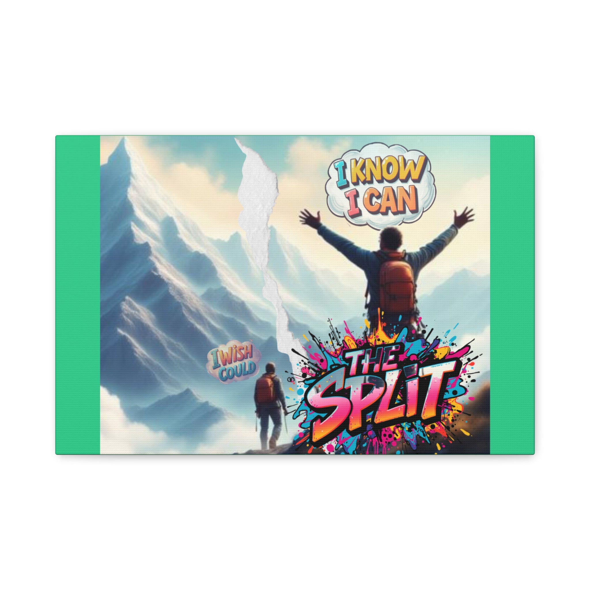 Motivational Mountain Matte Canvas Wall Art — "I Know I Can / The Split"