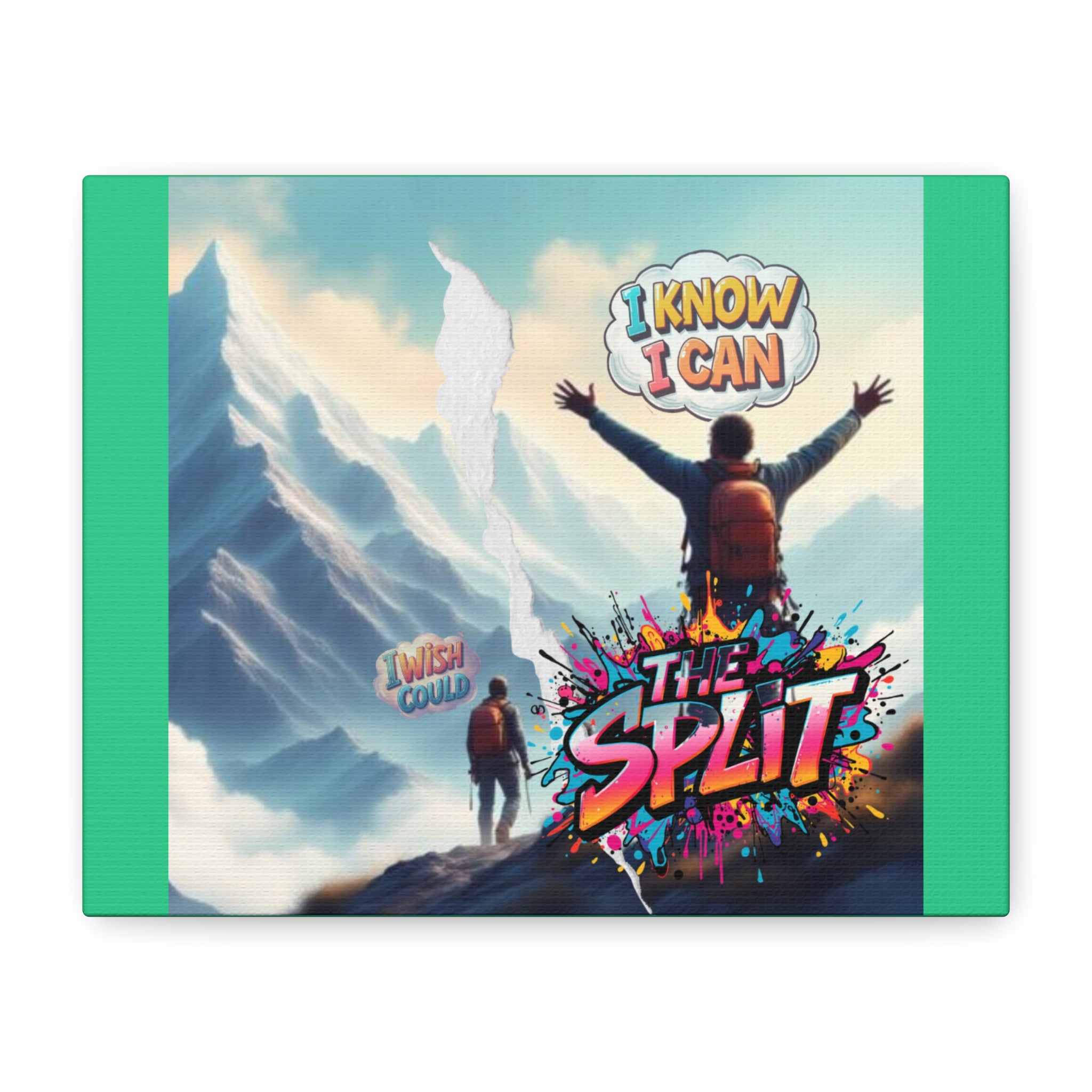 Motivational Mountain Matte Canvas Wall Art — "I Know I Can / The Split"