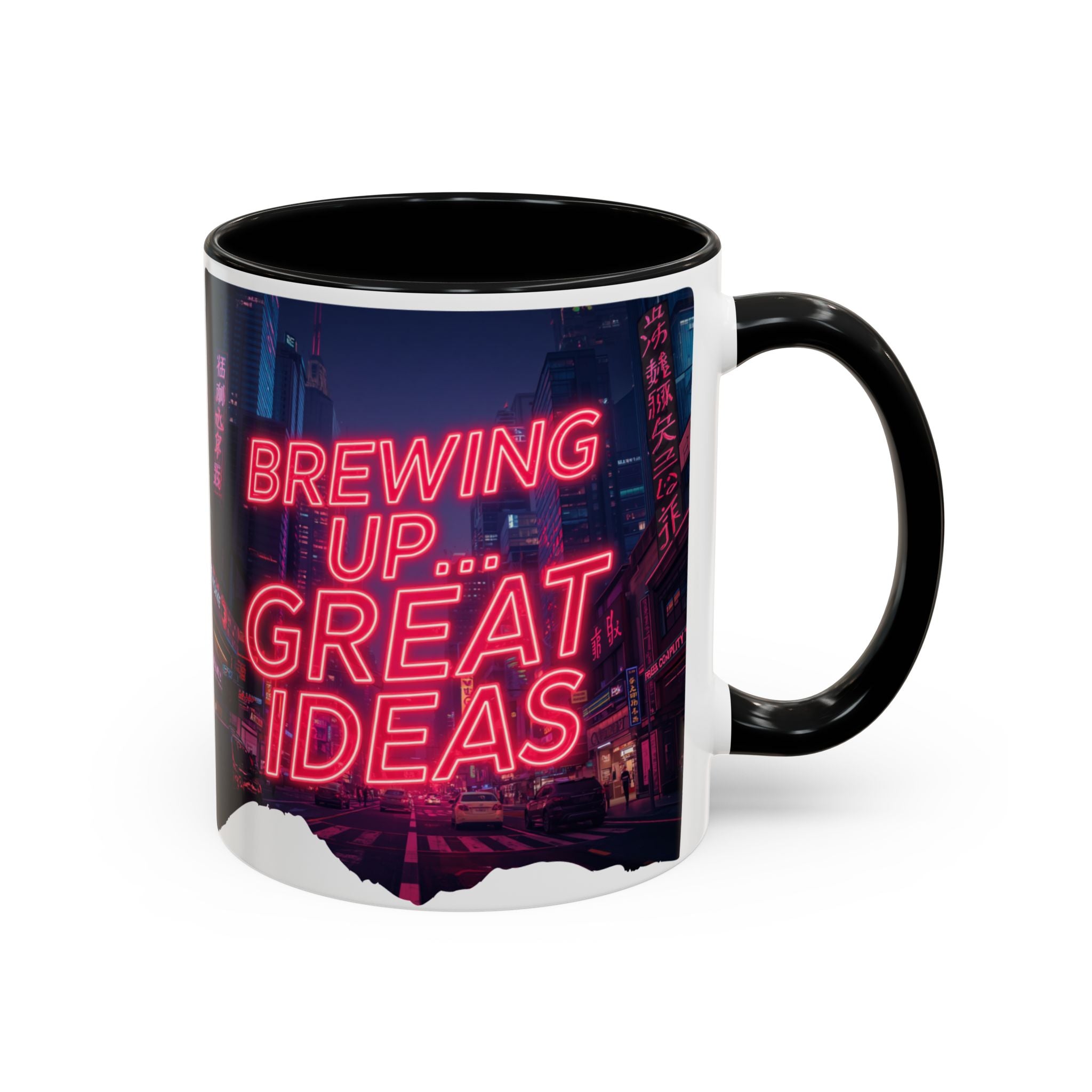 Brewing Up Great Ideas Coffee Mug | Neon City Accent Mug