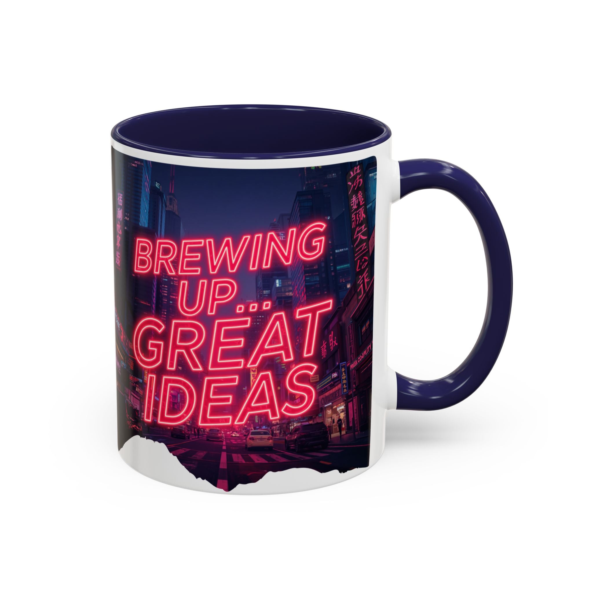 Brewing Up Great Ideas Coffee Mug | Neon City Accent Mug